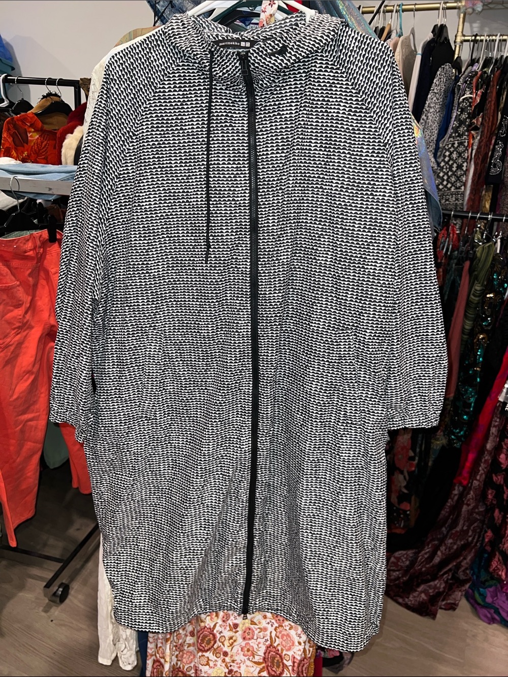 Marimekko Black & White Hooded Zip-Up windbreaker
